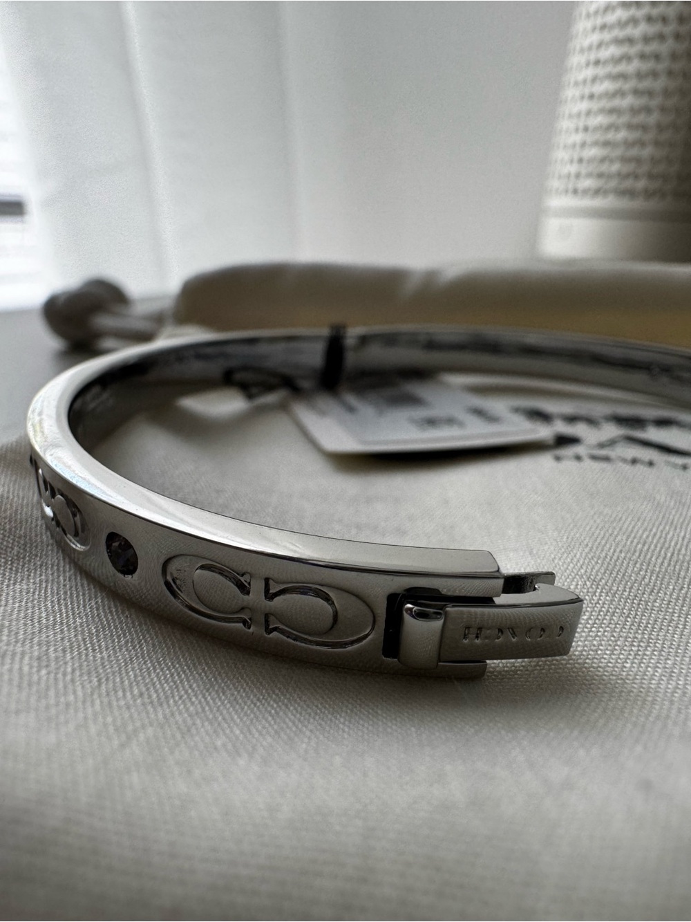 Coach Silver-Tone Signature Bangle Bracelet - Picture 4 of 9